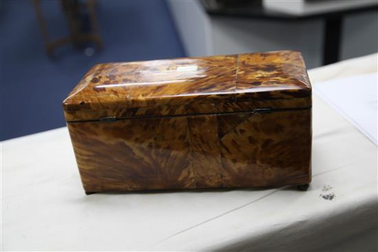 A Victorian blond tortoiseshell tea caddy, 12in.